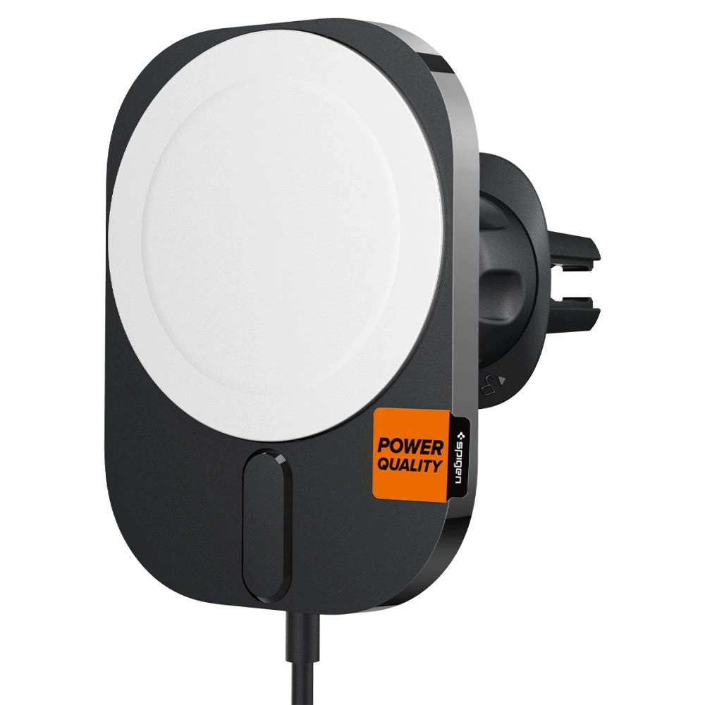 Hurtownia GSM - Autós tartó vezeték nélküli töltővel Spigen ITM12W OneTap Pro 3 Magnetic MagSafe szellőző autós tartó vezeték nélküli töltő Fekete - SPN2855 - {ean13} - Hurt