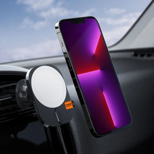 Uchwyt samochodowy z ładowarką bezprzewodową Spigen ITM12W OneTap Pro 3 Magnetic MagSafe Vent Car Mount Wireless Charger Black