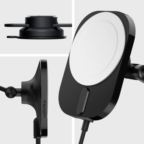 Uchwyt samochodowy z ładowarką bezprzewodową Spigen ITM35W OneTap Pro 3 Magnetic MagSafe Dashboard Car Mount Wireless Charger Black