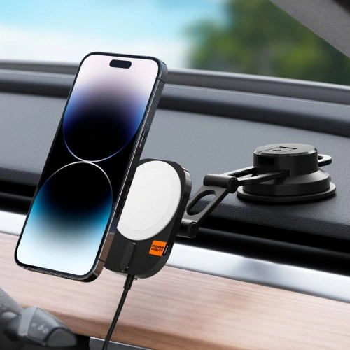 Uchwyt samochodowy z ładowarką bezprzewodową Spigen ITM35W OneTap Pro 3 Magnetic MagSafe Dashboard Car Mount Wireless Charger Black
