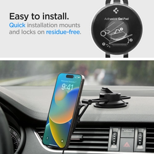 Uchwyt samochodowy z ładowarką bezprzewodową Spigen ITM35W OneTap Pro 3 Magnetic MagSafe Dashboard Car Mount Wireless Charger Black