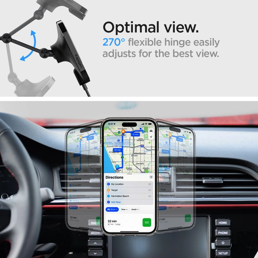 Hurtownia GSM - Uchwyt samochodowy z ładowarką bezprzewodową Spigen ITM35W OneTap Pro 3 Magnetic MagSafe Dashboard Car Mount Wireless Charger Black - SPN2856 - {ean13} - Hurt
