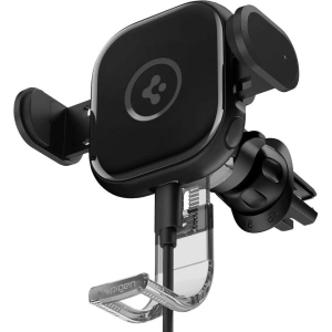 Autós tartó vezeték nélküli töltővel Spigen UTS12W OneTap Universal Vent Car Mount Wireless Charger Fekete