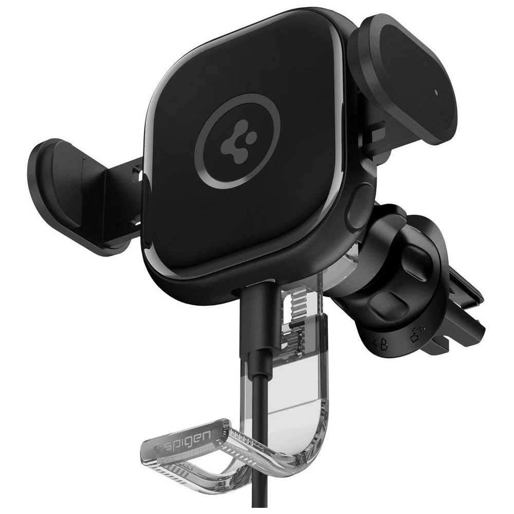 Hurtownia GSM - Autós tartó vezeték nélküli töltővel Spigen UTS12W OneTap Universal Vent Car Mount Wireless Charger Fekete - SPN2857 - {ean13} - Hurt