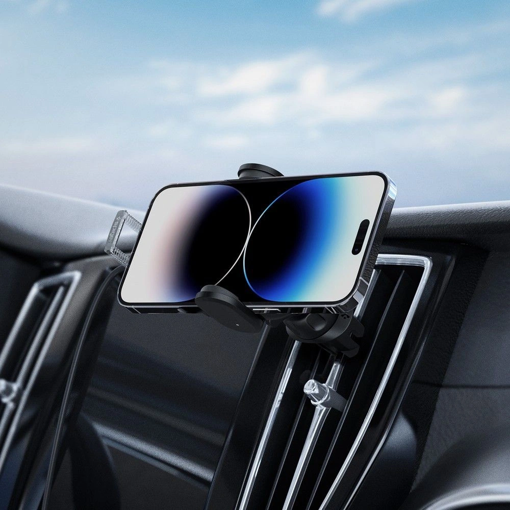Hurtownia GSM - Autós tartó vezeték nélküli töltővel Spigen UTS12W OneTap Universal Vent Car Mount Wireless Charger Fekete - SPN2857 - {ean13} - Hurt