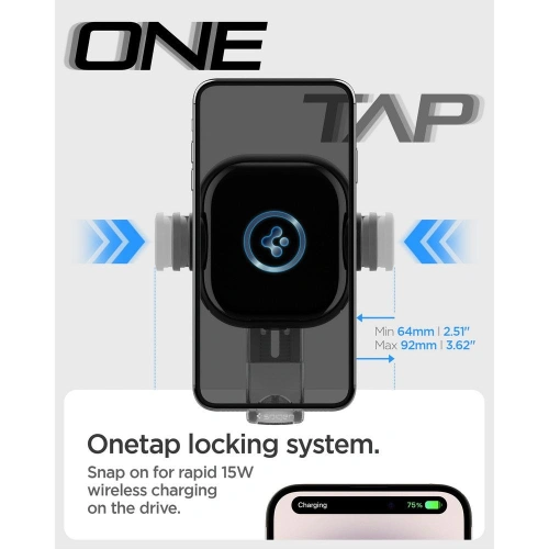 Uchwyt samochodowy z ładowarką bezprzewodową Spigen UTS12W OneTap Universal Vent Car Mount Wireless Charger Black