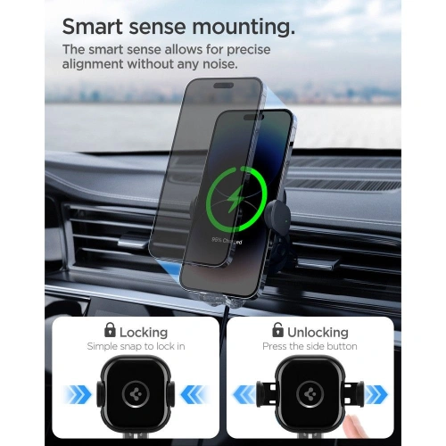 Uchwyt samochodowy z ładowarką bezprzewodową Spigen UTS12W OneTap Universal Vent Car Mount Wireless Charger Black