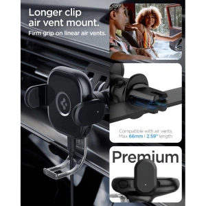 Autós tartó vezeték nélküli töltővel Spigen UTS12W OneTap Universal Vent Car Mount Wireless Charger Fekete