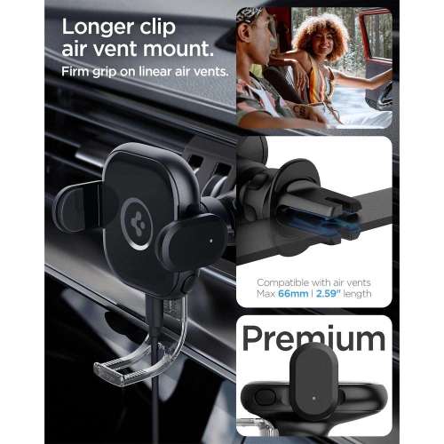 Uchwyt samochodowy z ładowarką bezprzewodową Spigen UTS12W OneTap Universal Vent Car Mount Wireless Charger Black