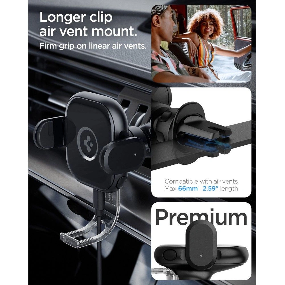 Hurtownia GSM - Autós tartó vezeték nélküli töltővel Spigen UTS12W OneTap Universal Vent Car Mount Wireless Charger Fekete - SPN2857 - {ean13} - Hurt
