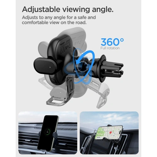 Uchwyt samochodowy z ładowarką bezprzewodową Spigen UTS12W OneTap Universal Vent Car Mount Wireless Charger Black