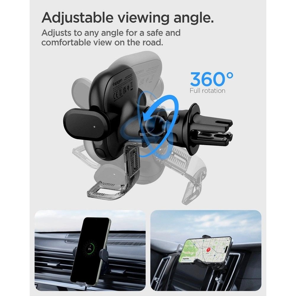 Hurtownia GSM - Autós tartó vezeték nélküli töltővel Spigen UTS12W OneTap Universal Vent Car Mount Wireless Charger Fekete - SPN2857 - {ean13} - Hurt