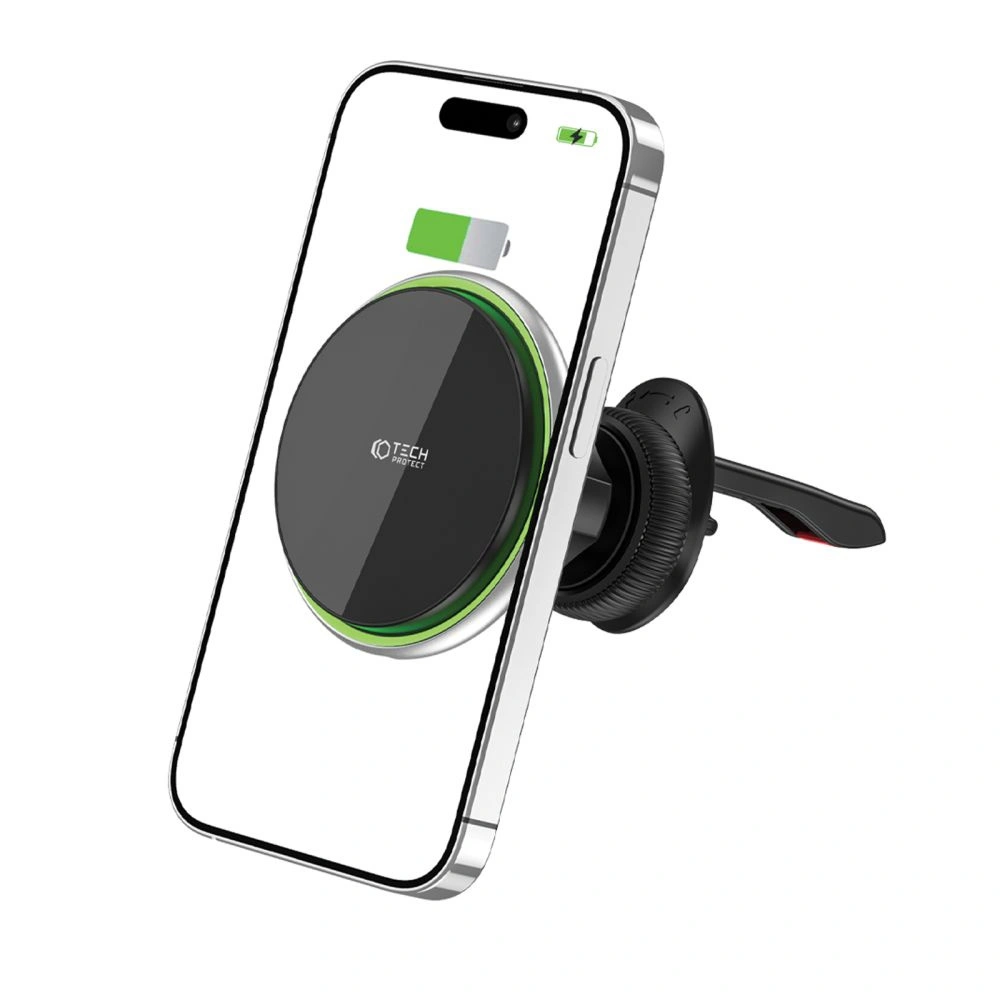 Hurtownia GSM - Autós tartó vezeték nélküli töltővel Tech-Protect MM15W-V3 Magnetic MagSafe szellőző autós töltő 15W Fekete - THP1916 - {ean13} - Hurt