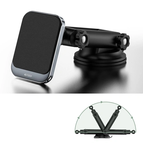Uchwyt samochodowy z ładowarką bezprzewodową Tech-Protect MM15W-V2 Magnetic MagSafe Dashboard Car Mount Wireless Charger 15W Black