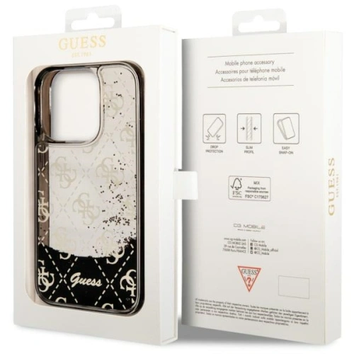 Etui Guess GUHCP14LLC4PSGK Apple iPhone 14 Pro czarny/black hardcase Liquid Glitter 4G Transculent