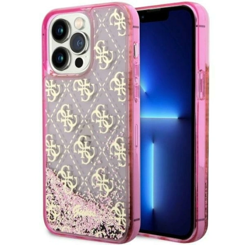Etui Guess GUHCP14LLC4PSGP Apple iPhone 14 Pro różowy/pink hardcase Liquid Glitter 4G Transculent
