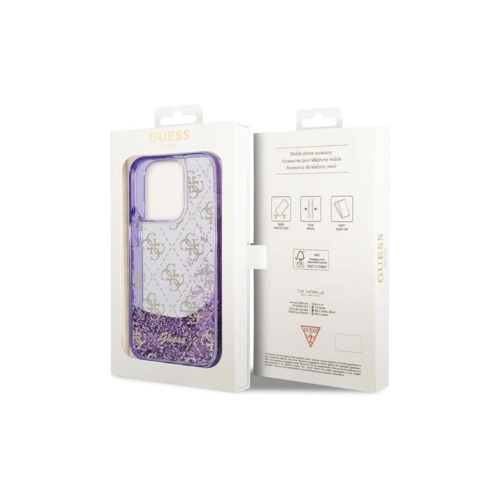 Hurtownia GSM - Etui Guess GUHCP14LLC4PSGU Apple iPhone 14 Pro purpurowy/purple hardcase Liquid Glitter 4G Transculent - GUE2451 - {ean13} - Hurt