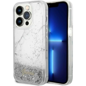 Hurtownia GSM - Etui Guess GUHCP14LLCSGSGH Apple iPhone 14 Pro alb/white hardcase Liquid Glitter Marble - GUE2452 - {ean13} - Hurt