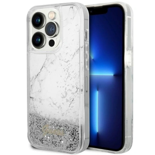 Etui Guess GUHCP14LLCSGSGH Apple iPhone 14 Pro biały/white hardcase Liquid Glitter Marble