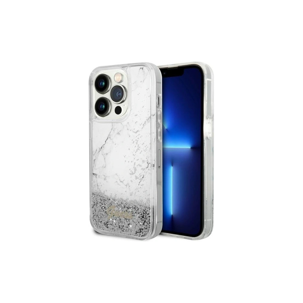 Hurtownia GSM - Etui Guess GUHCP14LLCSGSGH Apple iPhone 14 Pro alb/white hardcase Liquid Glitter Marble - GUE2452 - {ean13} - Hurt