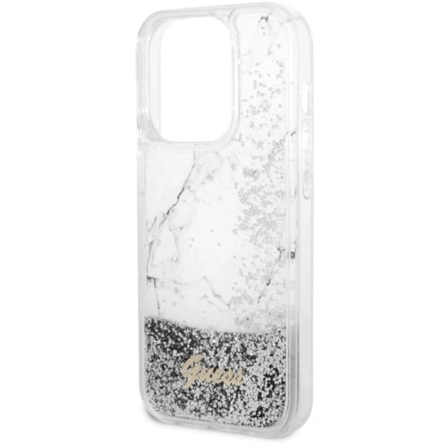 Etui Guess GUHCP14LLCSGSGH Apple iPhone 14 Pro biały/white hardcase Liquid Glitter Marble
