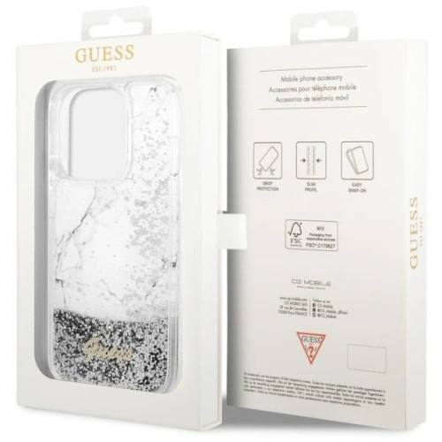 Etui Guess GUHCP14LLCSGSGH Apple iPhone 14 Pro biały/white hardcase Liquid Glitter Marble