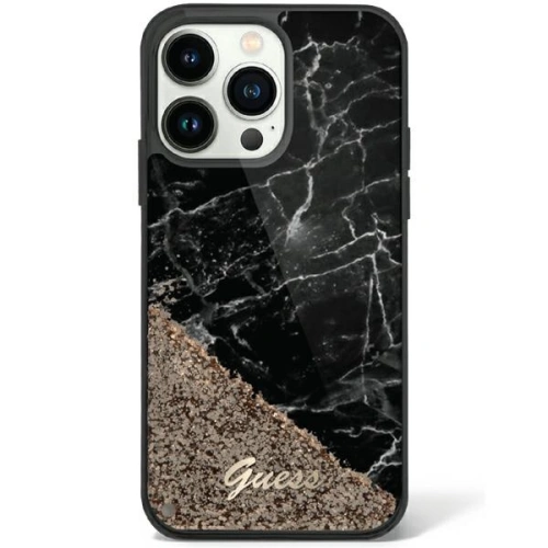 Etui Guess GUHCP14LLCSGSGK Apple iPhone 14 Pro czarny/black hardcase Liquid Glitter Marble