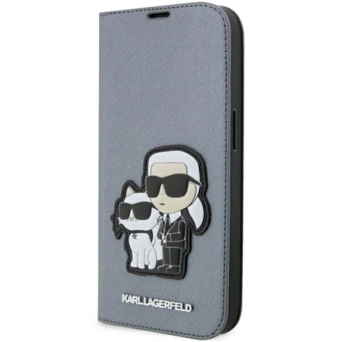 Etui Karl Lagerfeld KLBKP14LSANKCPG Apple iPhone 14 Pro bookcase srebrny/silver Saffiano Karl & Choupette