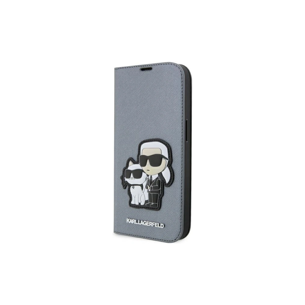 Hurtownia GSM - Etui Karl Lagerfeld KLBKP14LSANKCPG Apple iPhone 14 Pro bookcase srebrny/silver Saffiano Karl & Choupette - KLD1529 - {ean13} - Hurt