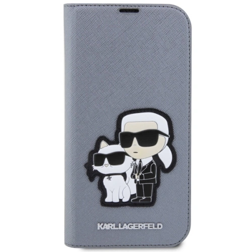 Etui Karl Lagerfeld KLBKP14LSANKCPG Apple iPhone 14 Pro bookcase srebrny/silver Saffiano Karl & Choupette