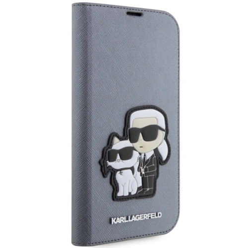 Etui Karl Lagerfeld KLBKP14LSANKCPG Apple iPhone 14 Pro bookcase srebrny/silver Saffiano Karl & Choupette