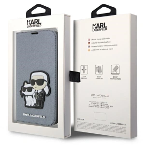 Etui Karl Lagerfeld KLBKP14LSANKCPG Apple iPhone 14 Pro bookcase srebrny/silver Saffiano Karl & Choupette