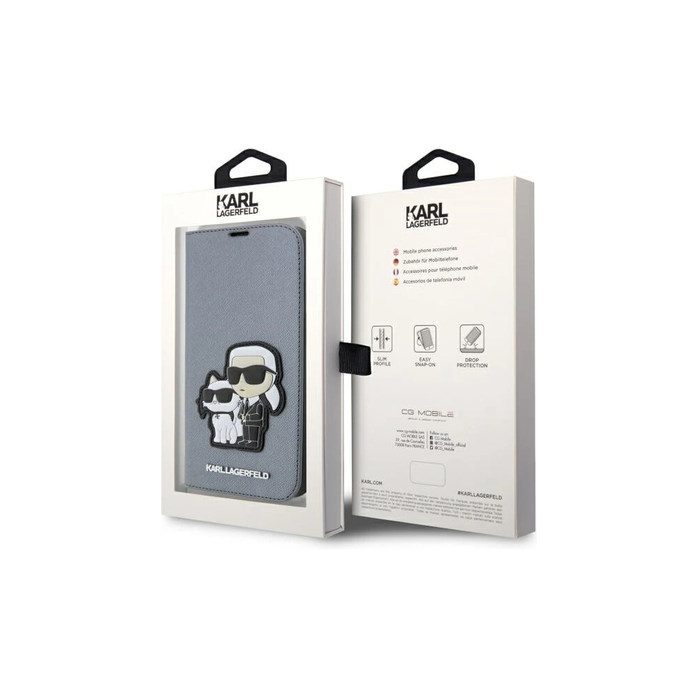 Hurtownia GSM - Etui Karl Lagerfeld KLBKP14LSANKCPG Apple iPhone 14 Pro husa carte argintie/silver Saffiano Karl & Choupette - KLD1529 - {ean13} - Hurt