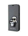 Etui Karl Lagerfeld KLBKP14SSANKCPG Apple iPhone 14 carte de vizită argintie/silver Saffiano Karl & Choupette