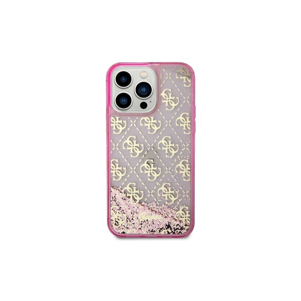 Wholesale Guess GUHCP14SLC4PSGP Apple iPhone 14 pink hardcase Liquid Glitter 4G Transculent - GUE2455 - {ean13} - Hurt