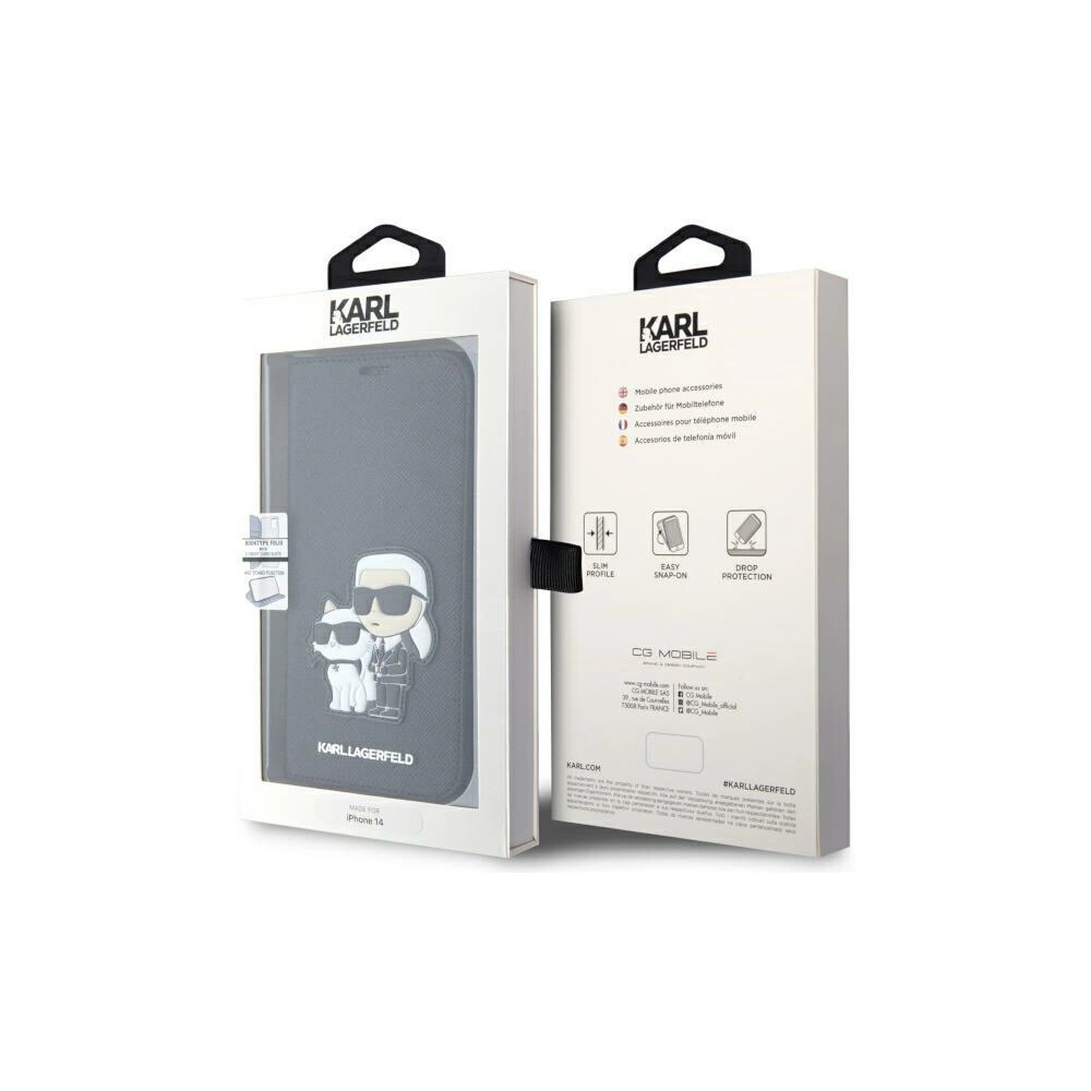 Hurtownia GSM - Etui Karl Lagerfeld KLBKP14SSANKCPK Apple iPhone 14 bookcase czarny/black Saffiano Karl & Choupette - KLD1533 - {ean13} - Hurt