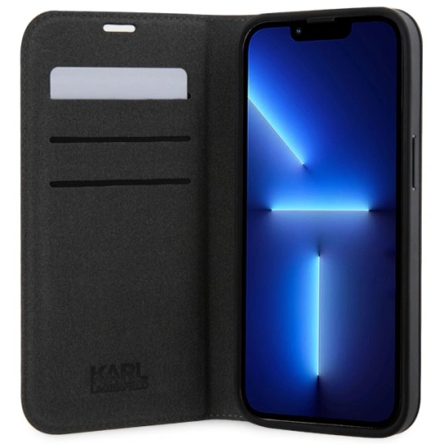 Etui Karl Lagerfeld KLBKP14XSAKLHPG Apple iPhone 14 Pro Max bookcase srebrny/silver Saffiano Monogram