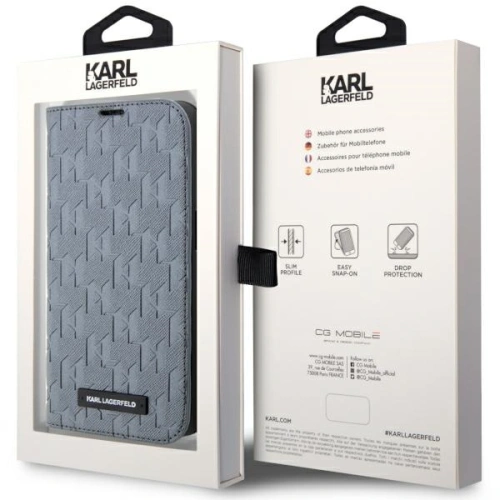Etui Karl Lagerfeld KLBKP14XSAKLHPG Apple iPhone 14 Pro Max bookcase srebrny/silver Saffiano Monogram