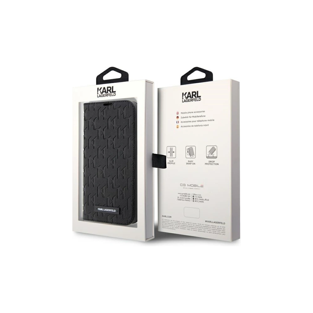 Hurtownia GSM - Etui Karl Lagerfeld KLBKP14XSAKLHPK Apple iPhone 14 Pro Max bookcase negru/black Saffiano Monogram - KLD1535 - {ean13} - Hurt