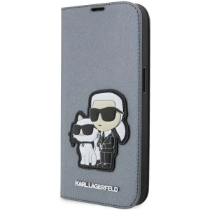 Hurtownia GSM - Etui Karl Lagerfeld KLBKP14XSANKCPG Apple iPhone 14 Pro Max Buchhülle silber Saffiano Karl & Choupette - KLD1536 - {ean13} - Hurt