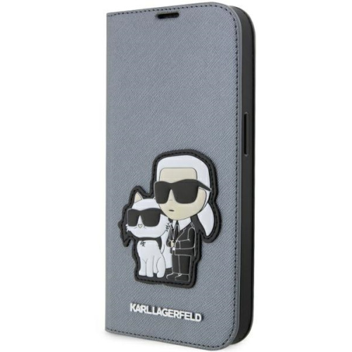 Karl Lagerfeld Distributor - 3666339122850 - KLD1536 - Karl Lagerfeld KLBKP14XSANKCPG Apple iPhone 14 Pro Max bookcase silver Saffiano Karl & Choupette - B2B homescreen