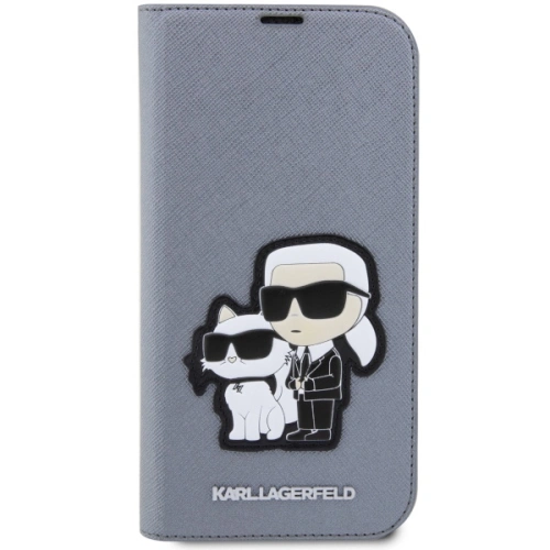 Etui Karl Lagerfeld KLBKP14XSANKCPG Apple iPhone 14 Pro Max bookcase srebrny/silver Saffiano Karl & Choupette