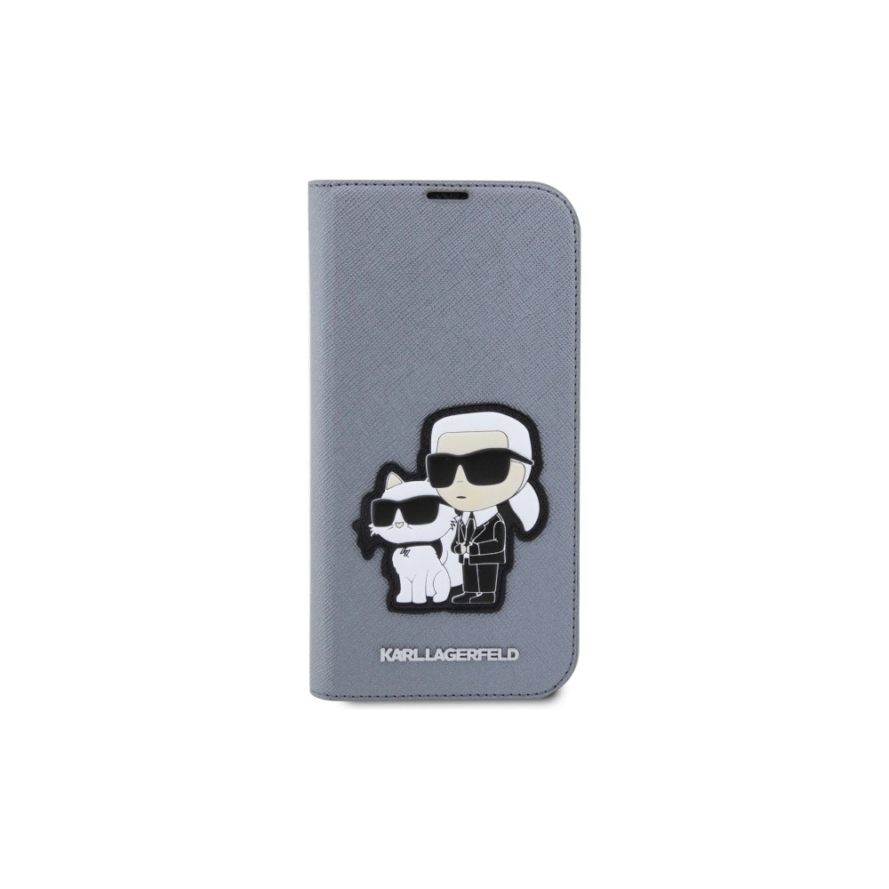 Hurtownia GSM - Etui Karl Lagerfeld KLBKP14XSANKCPG Apple iPhone 14 Pro Max Buchhülle silber Saffiano Karl & Choupette - KLD1536 - {ean13} - Hurt