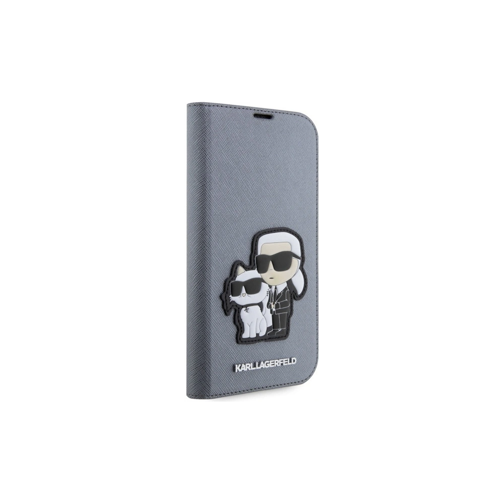 Hurtownia GSM - Etui Karl Lagerfeld KLBKP14XSANKCPG Apple iPhone 14 Pro Max Buchhülle silber Saffiano Karl & Choupette - KLD1536 - {ean13} - Hurt