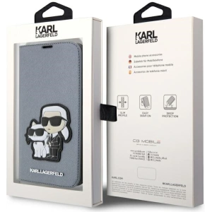 Etui Karl Lagerfeld KLBKP14XSANKCPG Apple iPhone 14 Pro Max bookcase srebrny/silver Saffiano Karl & Choupette