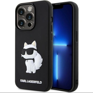 Etui Karl Lagerfeld KLHCP14L3DRKHNK Apple iPhone 14 Pro czarny/black hardcase Rubber Choupette 3D