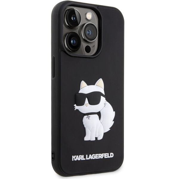 Kryt Karl Lagerfeld KLHCP14L3DRKHNK Apple iPhone 14 Pro black hardcase Rubber Choupette 3D