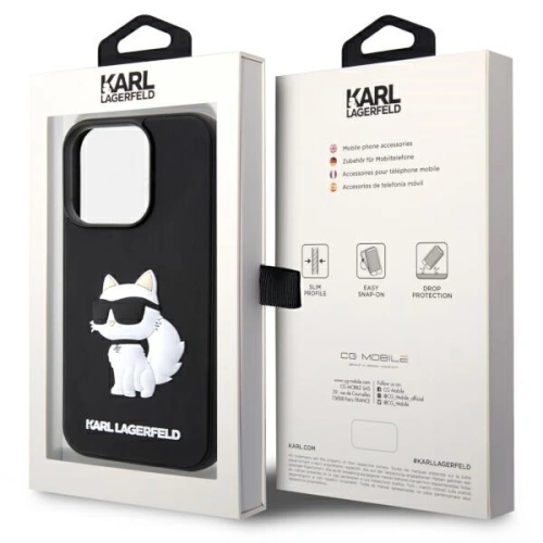 Etui Karl Lagerfeld KLHCP14L3DRKHNK Apple iPhone 14 Pro czarny/black hardcase Rubber Choupette 3D
