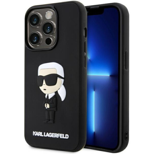 Karl Lagerfeld Distributor - 3666339122645 - KLD1539 - Karl Lagerfeld KLHCP14L3DRKINK Apple iPhone 14 Pro black hardcase Rubber Ikonik 3D - B2B homescreen