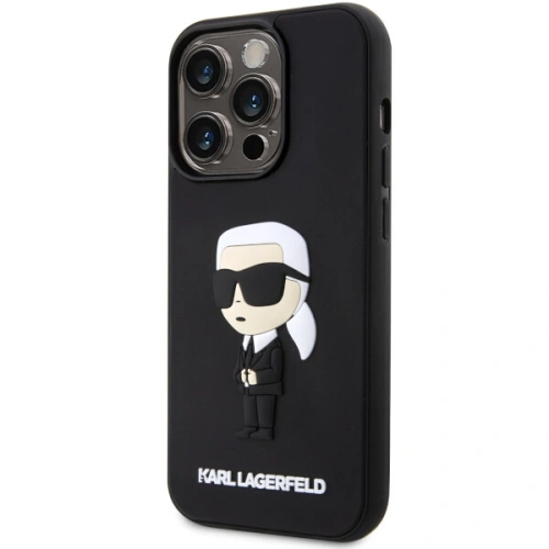 Etui Karl Lagerfeld KLHCP14L3DRKINK Apple iPhone 14 Pro czarny/black hardcase Rubber Ikonik 3D